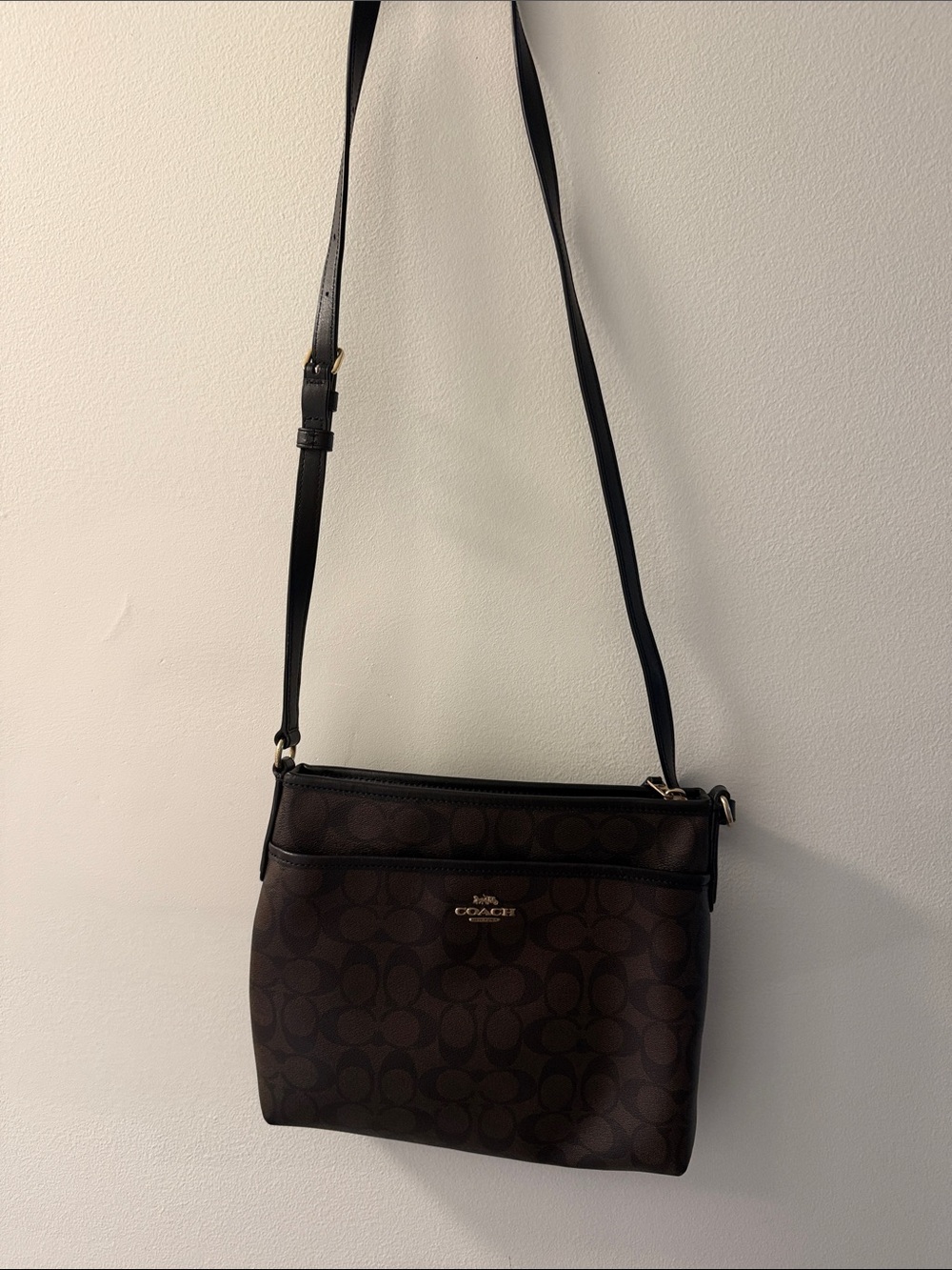 Coach Brown Signature Crossbody Bag with Adjustable Strap